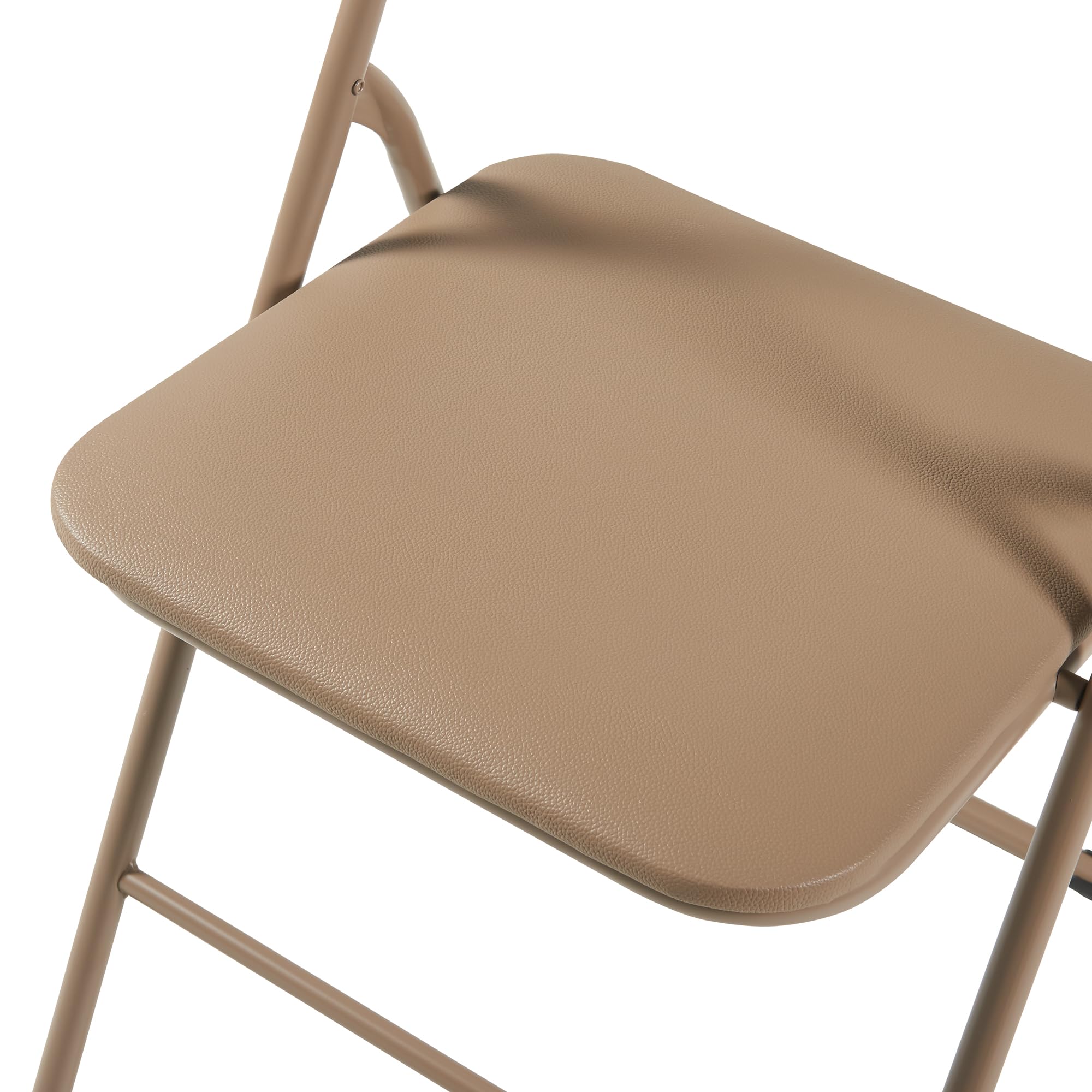 Panana Folding Chairs with Padded Cushion and Back, Metal Chairs for Home and Office,Indoor and Outdoor Foldable Chairs (Kahki, 2 Pack)