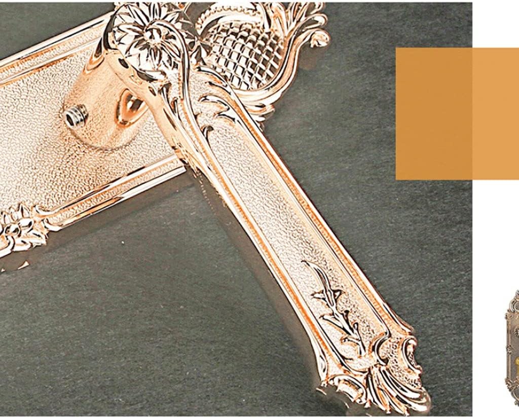 Door Knob Lever Solid Wood Door Lock Door Levers Interior Door Handle with Key Reversible for Right & Left Side for Bedroom Bathroom Door Lock with Handle (Color : Golden Left Inner)