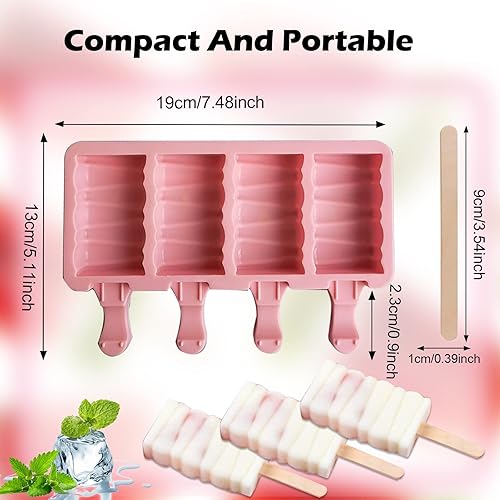 Miniatura 2 de Juego de 2 moldes para paletas de helado, moldes de silicona para tartas, moldes de paletas de silicona, moldes de silicona para paletas de hielo, 4