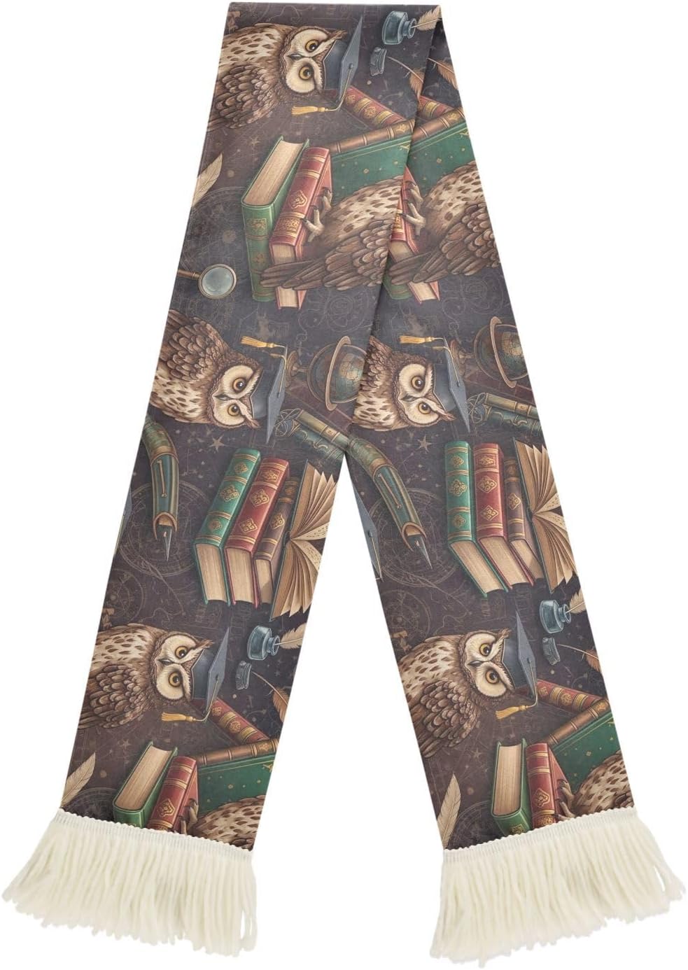 CHIFIGNO Owl Graduation Vintage Dark Sports Fan Scarf for Soccer Game, Quick Dry Towel, Soft Polyester, Cheer Banner, Washable, Versatile Fan Accessory