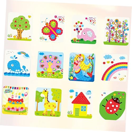 Miniatura 5 de ERINGOGO 12pcs Botón Pintura Niños Pintura Artesanía Niños Aprendizaje Juguete Niños Kits de Mosaico Scrapbooking Niños Juguete Educativo Mosaico
