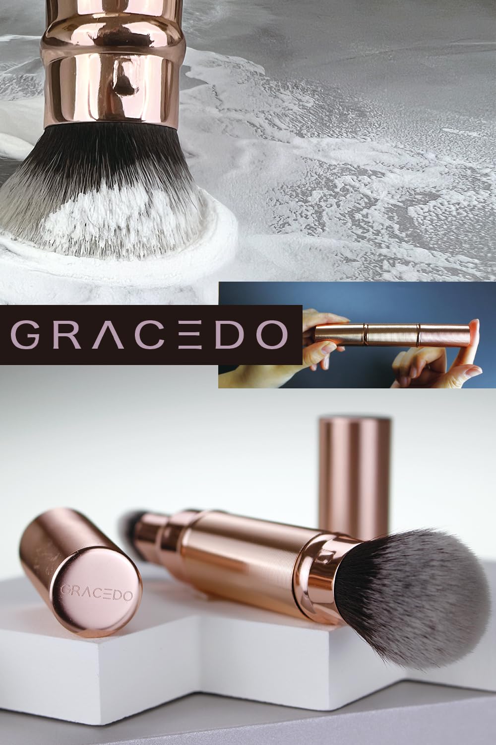 Frepice Dual Makeup Brushes Portable Powder Brush Liquid Brush Makeup GRACEDO Beauty