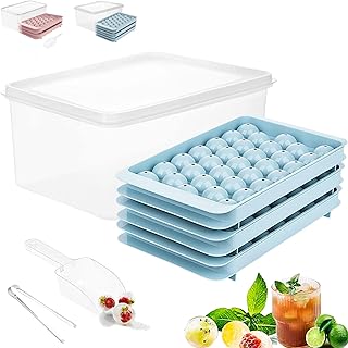 Ice Cube Tray,Ice Ball Maker,Round Ice Ball Maker for Freezer,3 Pack Silicone Ice Tray with Lid,Ice Bucket,Ice Scoop,Ice Tong,Easy Release Free Reusable 99 Small Nugget Ice Tray Mold Maker