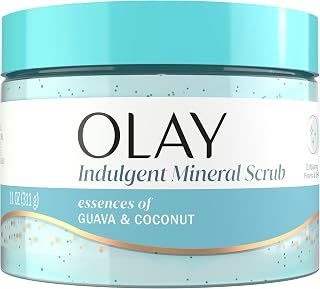 Olay Indulgent Mineral Body Scrub: Exfoliating Pearls, BHA & Vitamin B3, Coconut Guava Scent, Nourishing Glow, 11 oz