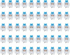 3 Pin Touch Switches, 50 Pre-Lubricated Mechanical Switches for MX Style Keyboards, Transparent Housing with Blue Stem for Smooth Typing and Playing
