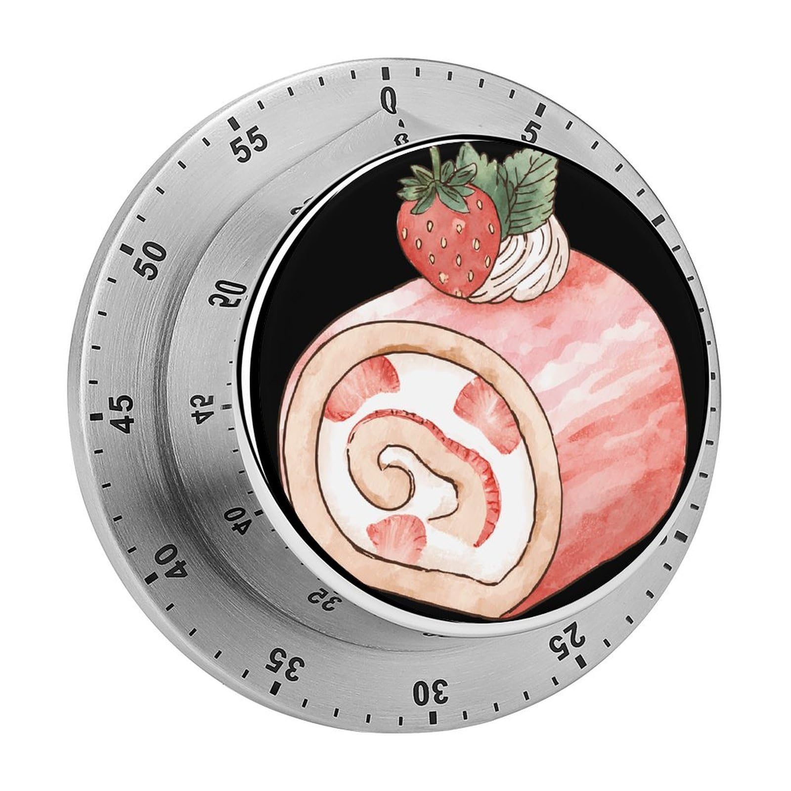 Strawberry Roll Cake Mechanical Timer with Alarm for Kitchen Cooking Productivity Stainless Steel Timers