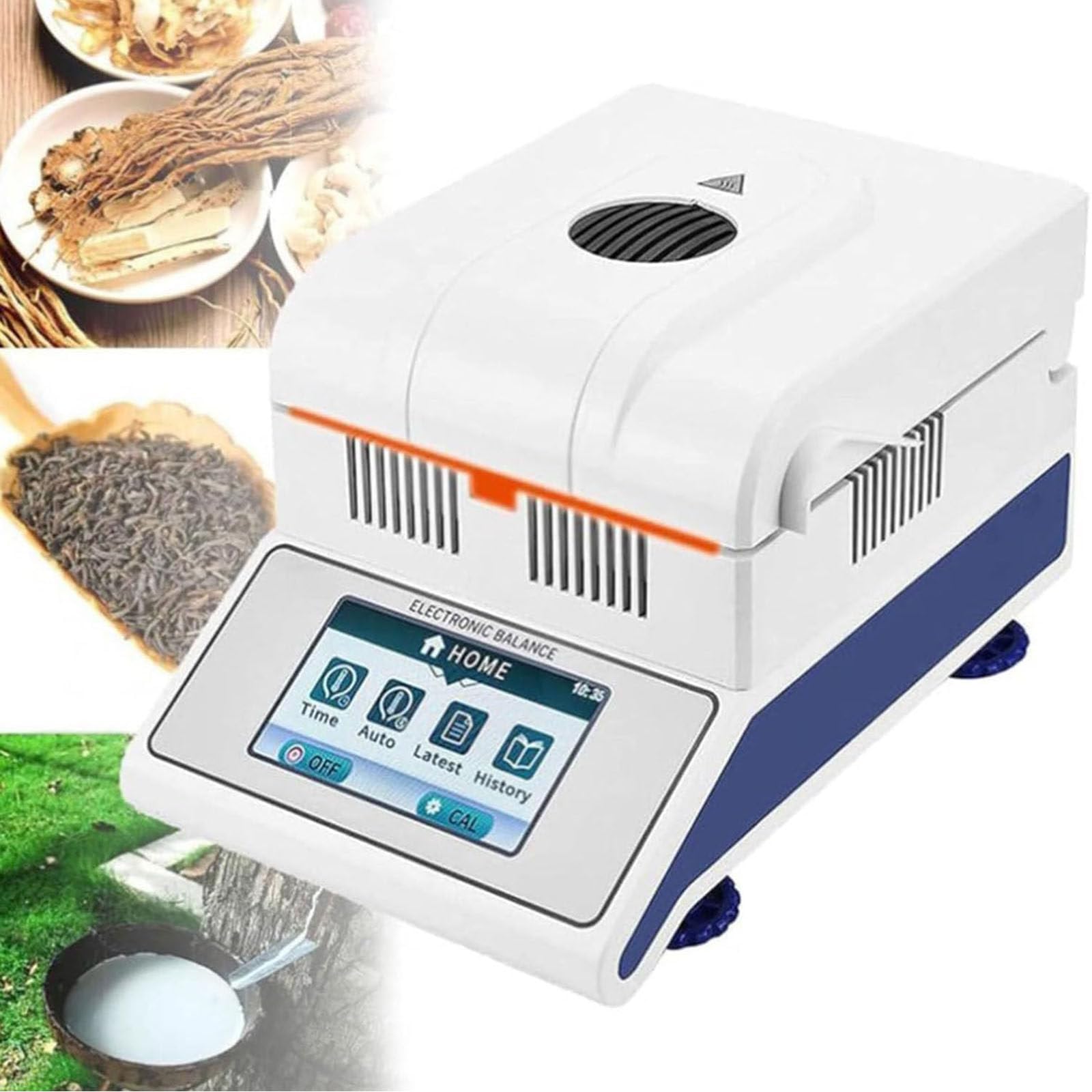Analizador Humedad,Analizador Humedad Halógeno,Analizador Humedad Laboratorio Precisión, Balanzas de Humedad con Pantalla Táctil,Diseño Compacto,50g/0.002g
