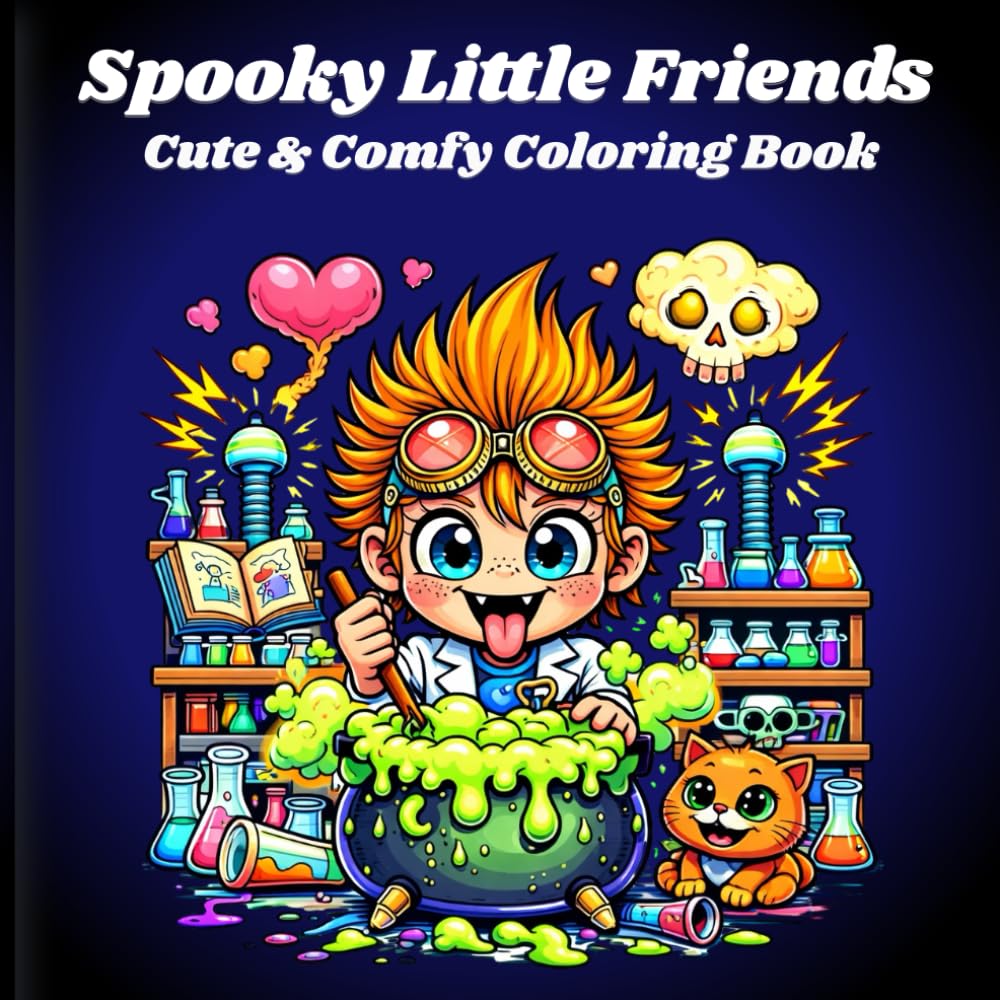 Spooky Little Friends: Cute & Comfy Coloring Book | for Adults, Teens, & Kids Featuring Adorable Creepy Creatures in Cozy Moments for Relaxation