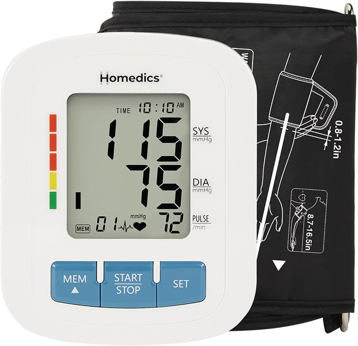 Homedics Upper Arm 300 Series Blood Pressure Monitor | Easy One-Touch Operation, Irregular Heartbeat Detector, Accurate Results