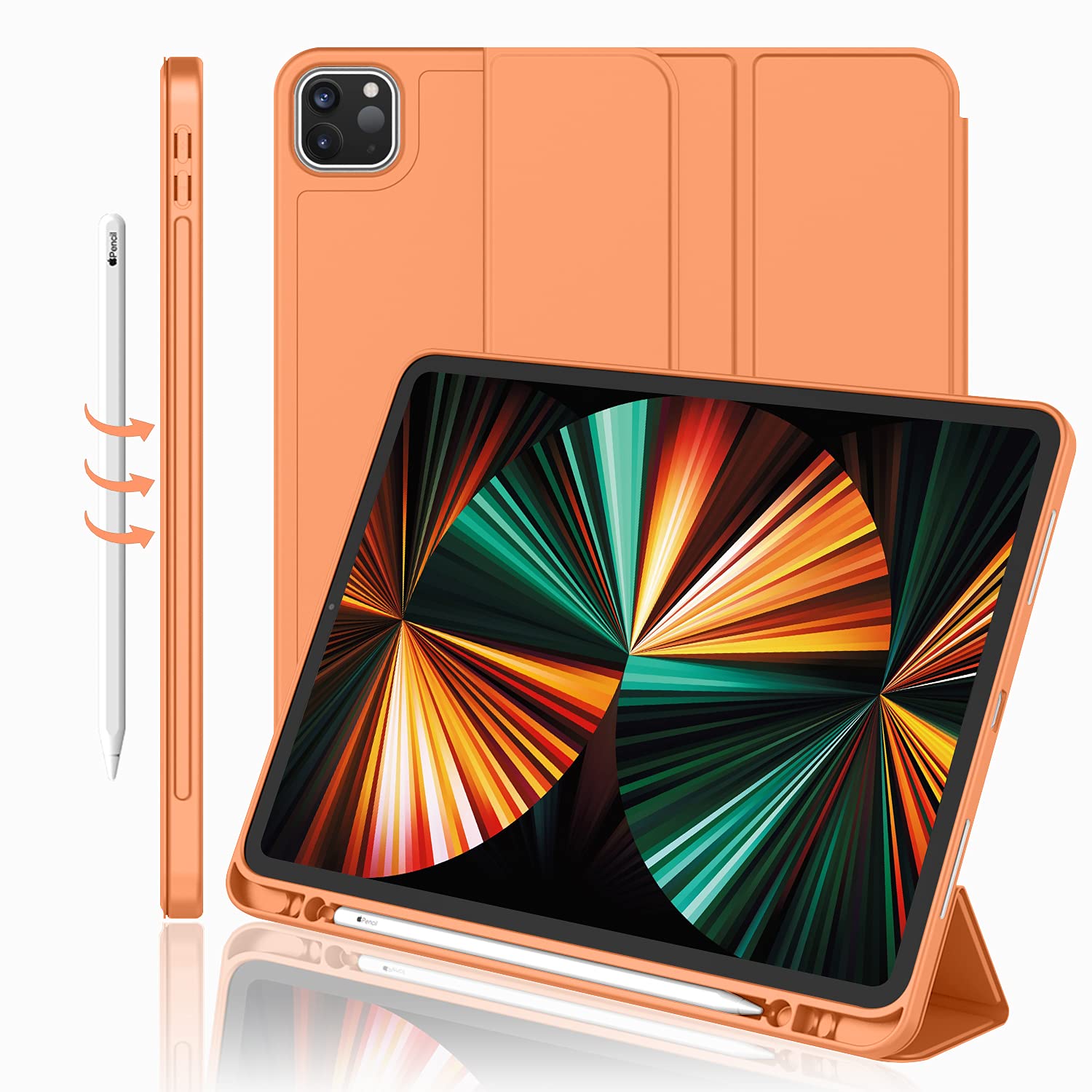 iMieet iPad Pro 12.9 Inch Case 2022/2021/2020/2018 (6th/5th/4th/3rd Gen) with Pencil Holder [Support iPad 2nd Pencil Charging],Trifold Stand Smart Case with Soft TPU Back,Auto Wake/Sleep(Matcha Green) — Amazon image 15