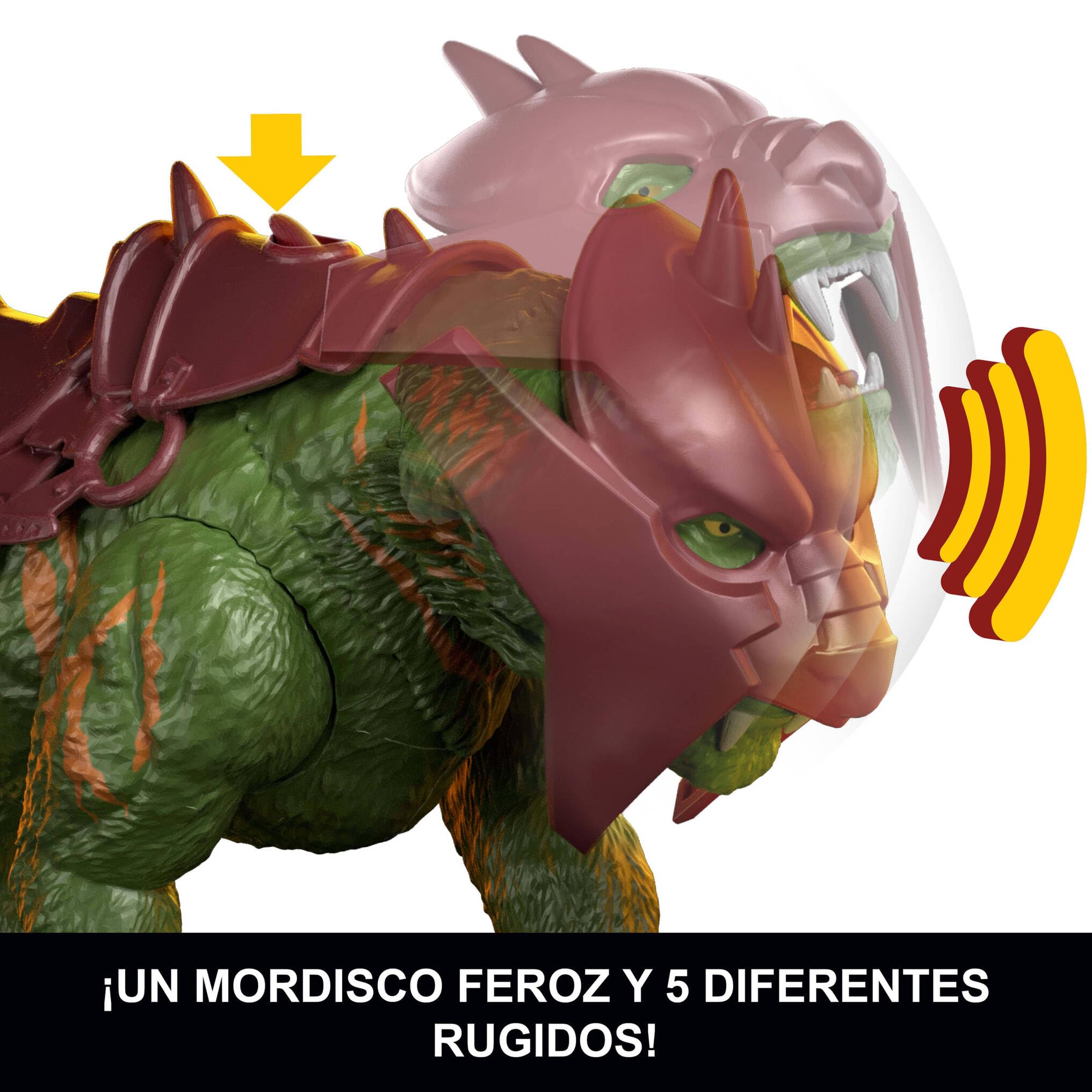 Masters of the Universe película 2026 Battle Cat, mordida y 5 rugidos | Tigre héroe MOTU de 14 cm con armadura, aspecto inspirado en la película y múltiples sonidos, JKJ04