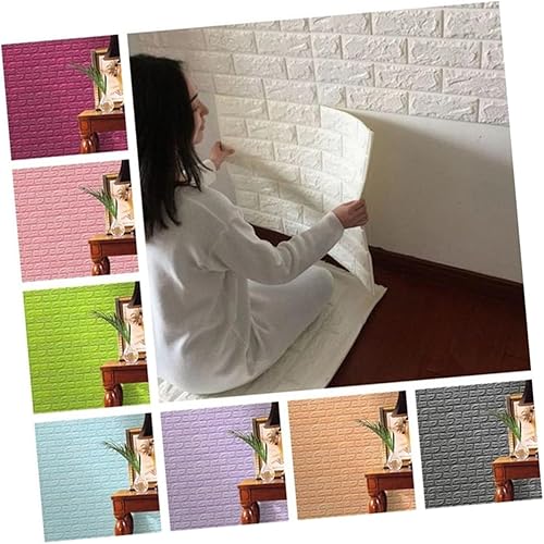 Uonlytech Papel tapiz para niños, pegatinas de pared con patrón de ladrillo 3D, calcomanías de pared de ladrillo 3D, paneles de pared de ladrillo