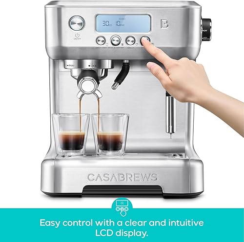 Miniatura 2 de CASABREWS Neutron Pro - Máquina de café expreso con caldera doble, cafetera espresso de 20 barras con espumador de leche automático y pantalla LCD,