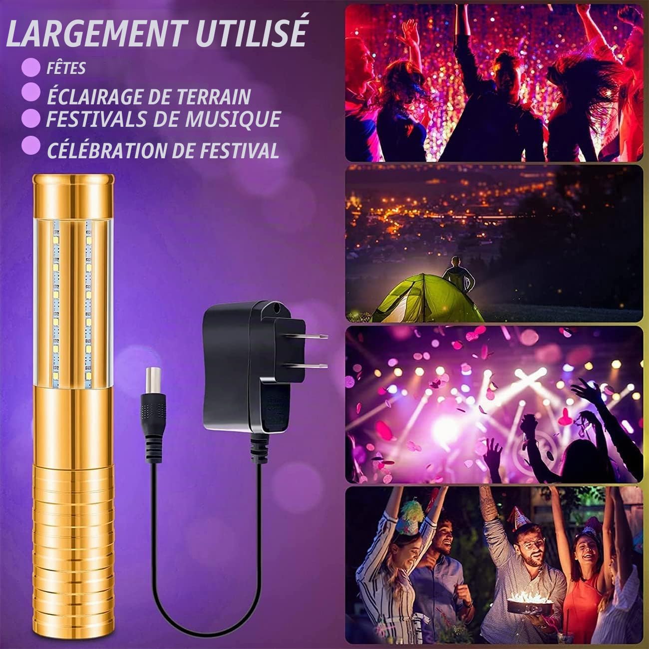 Bâton Lumineux LED Stroboscopique pour Bouteille de Champagne Rechargeable pour Karaoké, Bar, Club, Anniversaire, Mariage, Fête
