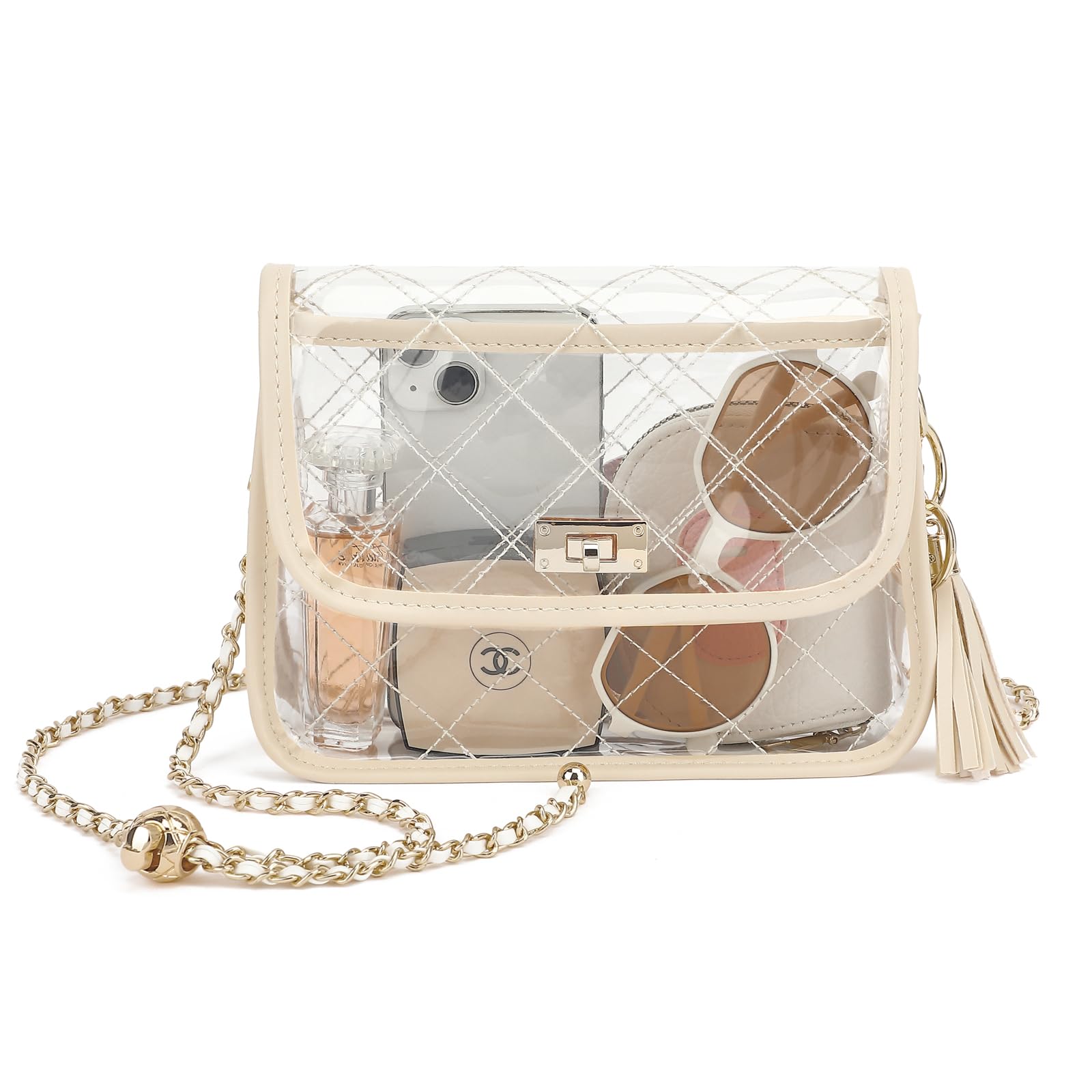YBO Clear Purse for Women Stadium Approved, See Through Clear Crossbody Transparent Shoulder Bag for Sports Events