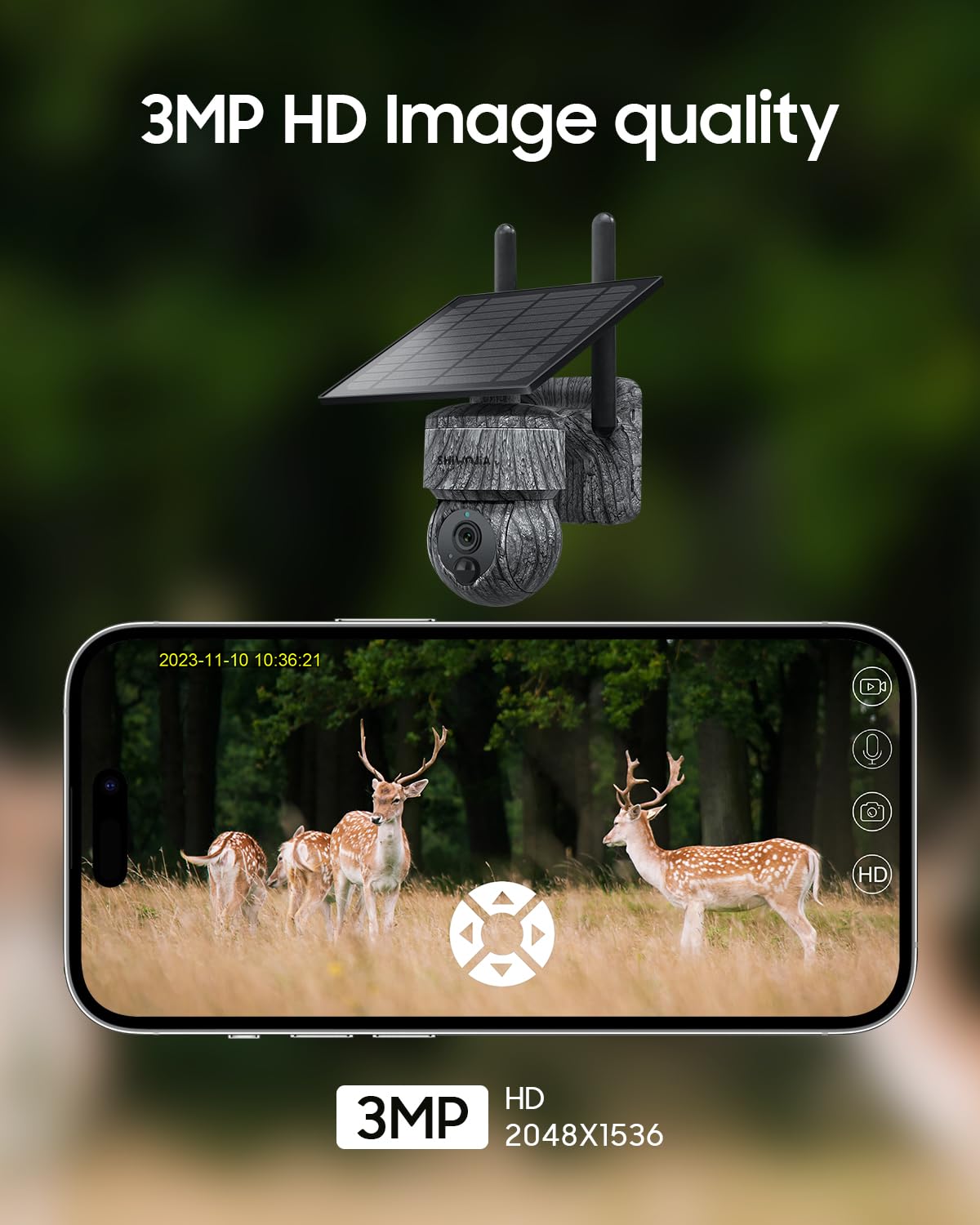 SHIWOJIA 4G LTE Telecamera di Sorveglianza Solare Esterno con Scheda SIM, 2K 360° PTZ Telecamera di Sicurezza Solare, Audio a 2 Vie, Sensore di Movimento PIR, Visione Notturna, IP66