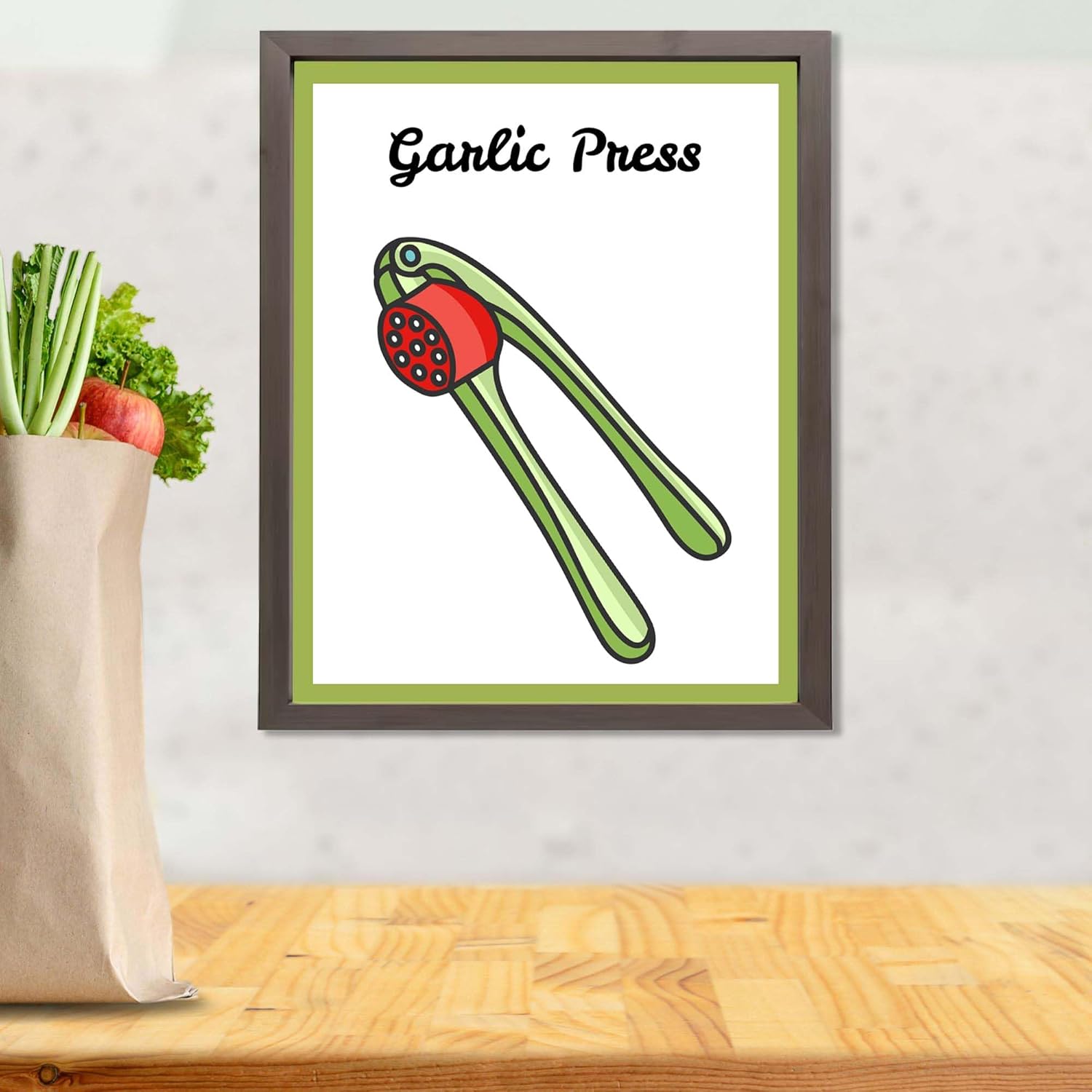 InkFlow Posters Garlic Press Poster - Modern Kitchen Wall Art Featuring Garlic Press Illustration, Great for Foodies and Cooking Enthusiasts - Kitchen & Bar Art - 16x20 Unframed Canvas Print