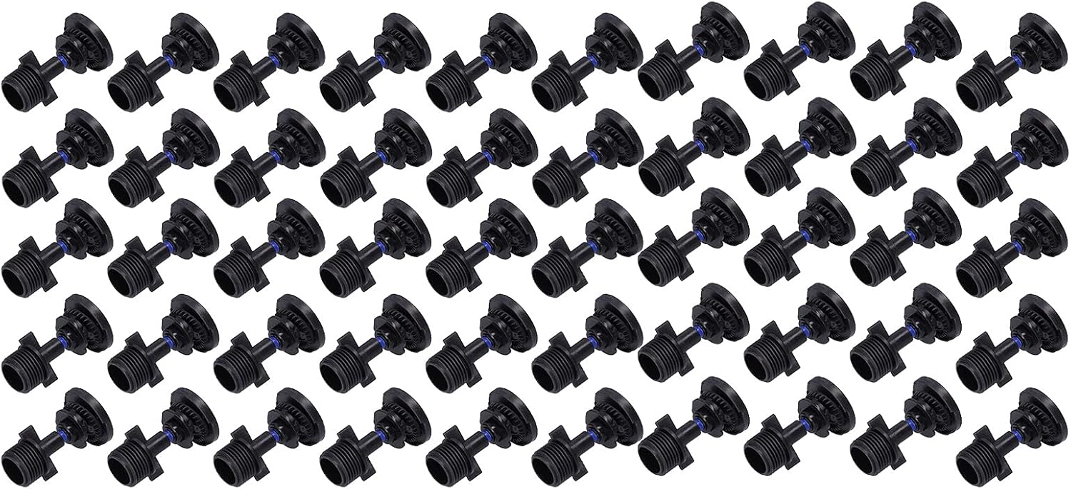 Sprinkler Heads, Rotating Irrigation Sprinkler Nozzles Water Spray Jets, 50 Pack Double Nozzle G1/2 Male Thread 360° Coverage for Garden Lawn Irrigation System