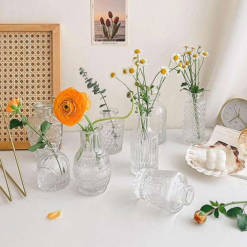 Miniatura 4 de Juego de 10 jarrones de cristal, pequeños jarrones para flores, jarrones transparentes a granel, jarrones de flores para centros de mesa, mini
