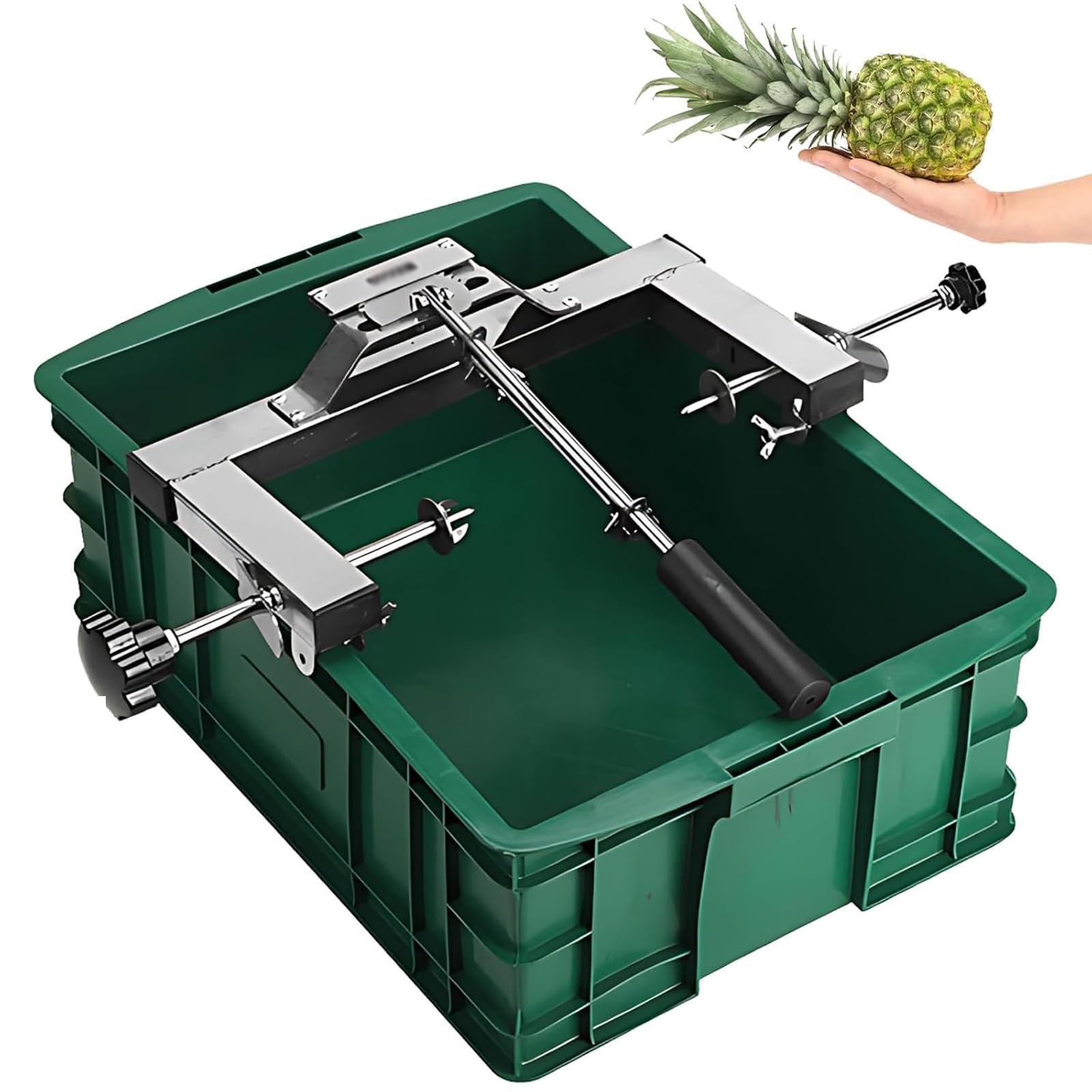 Kommerzielle Ananas-Schälmaschine, Ananasschäler und Entkerner aus Edelstahl, breite Halterung, verstellbar 30–38 cm, mit Ösenentfernungswerkzeug für Supermarkt