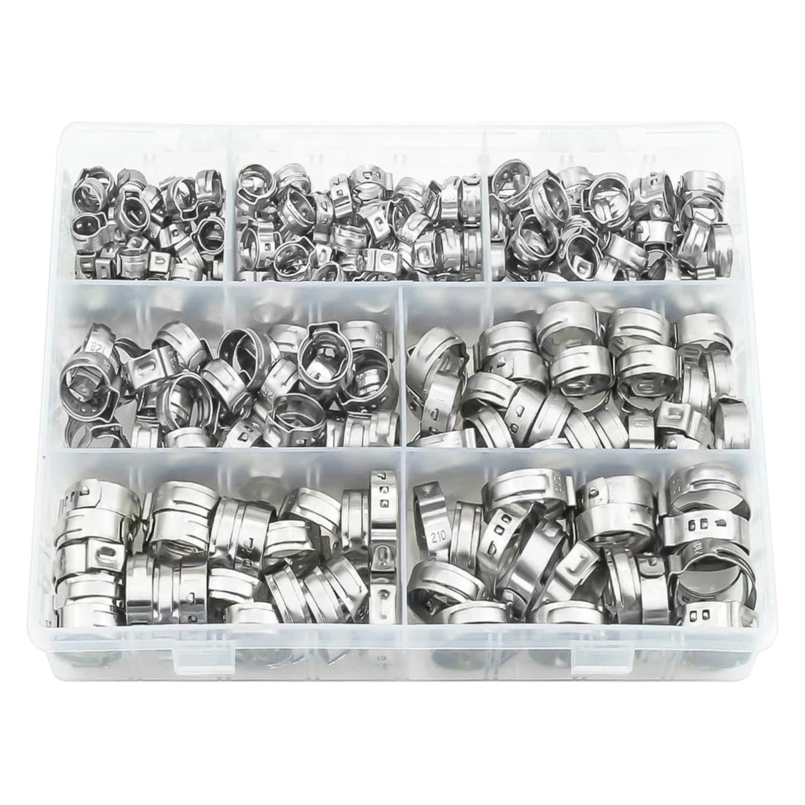 Dpurpiwady One Color 130Pcs 7-23.5Mm Single Ear Hose Clamps 304 Stainless Steel Pex Stepless Cinch Crimp Ring Pinch Clamp