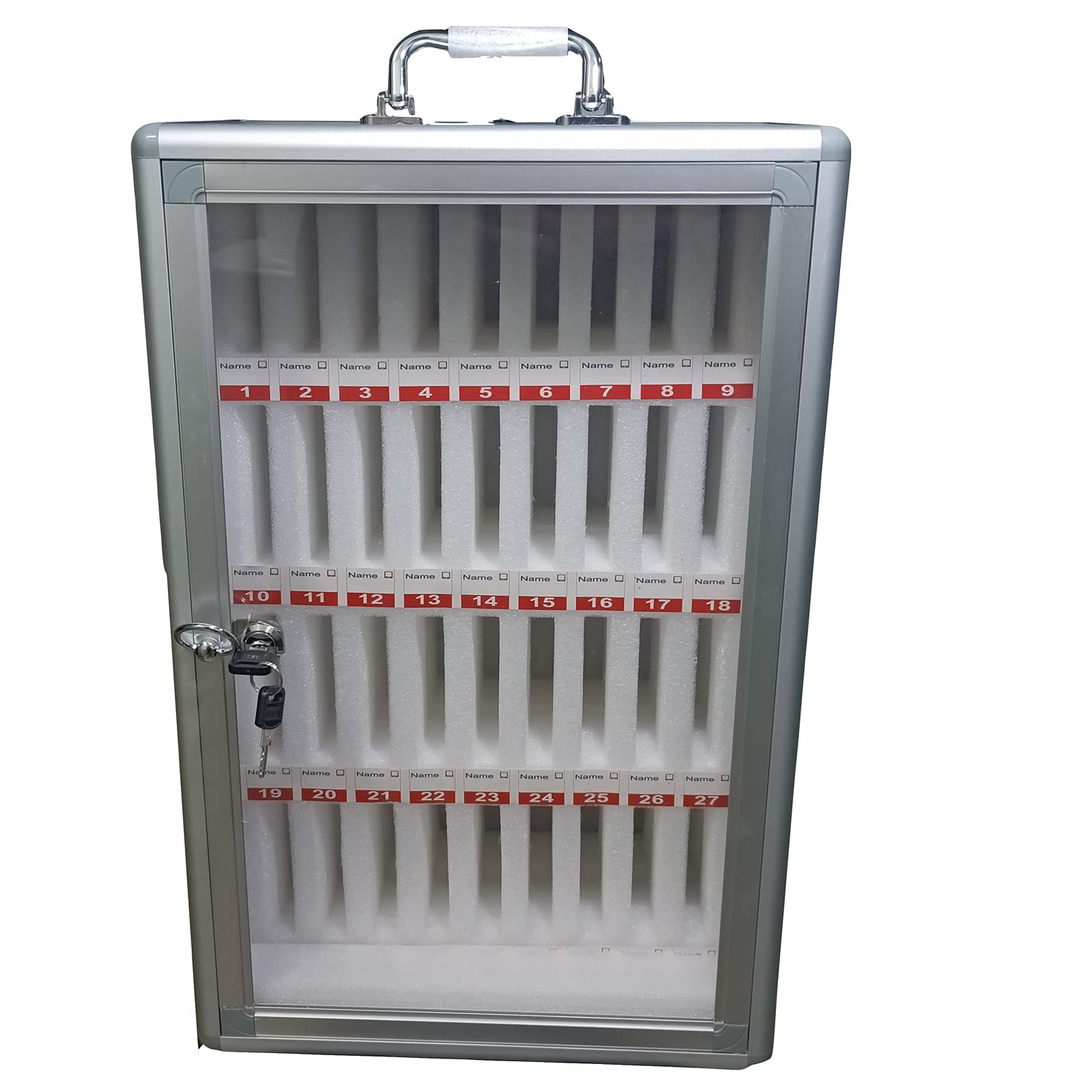 Photo 1 of 36 Slots Aluminum Alloy Pocket Chart Storage Cabinet for Cell Phones, Clear Cell Phones Storage Cabinet with Handle for Office Classroom,Wall-Mounted with a Locked,12.4x7.9x19.3 inch