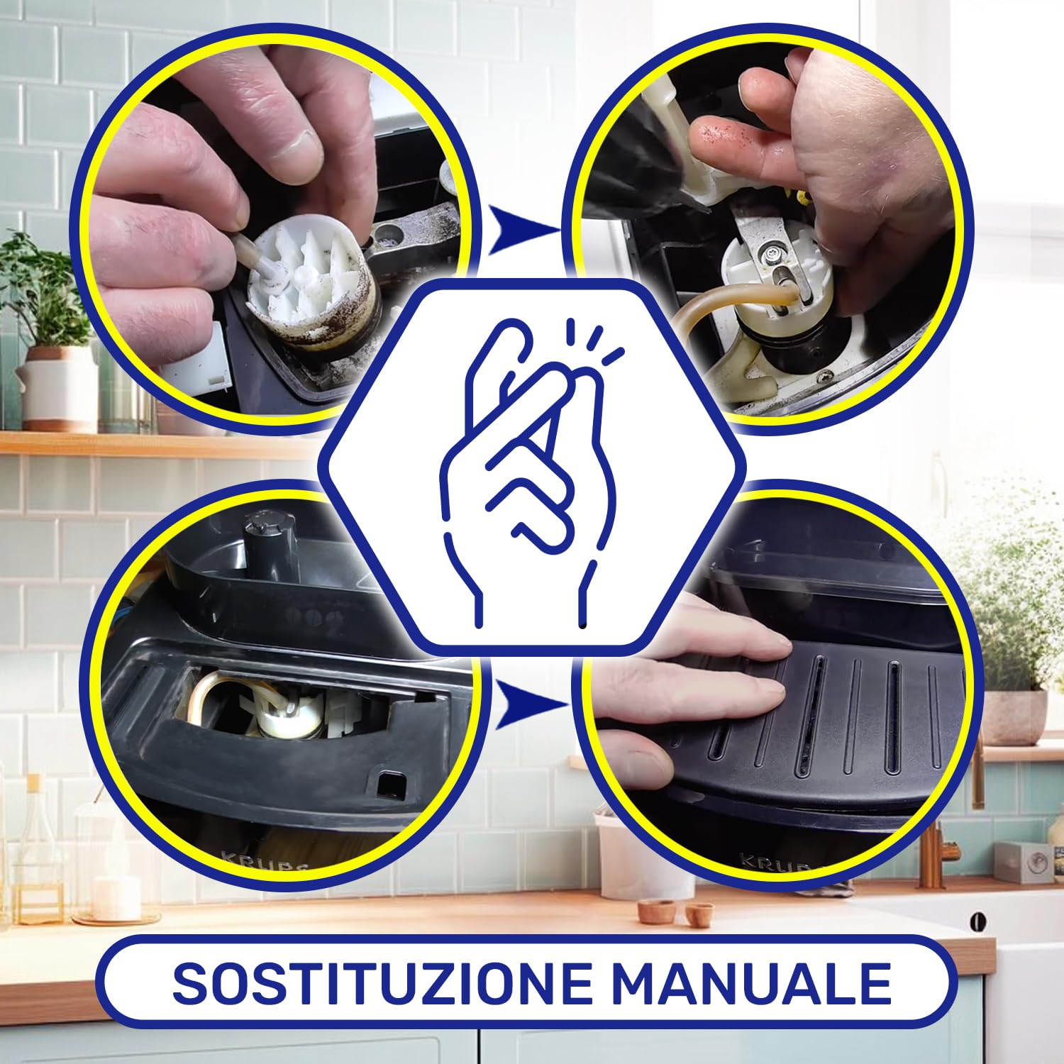 MONTERAL Pistone di Espulsione del Blocco di Fermentazione per Macchina Caffè con Codice Originale MS-0697072 per Krups - MADE IN ITALY - Garanzia di 10 Anni