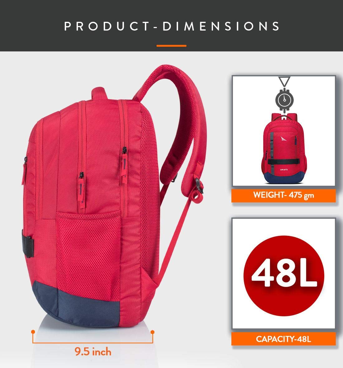Lunar's Bingo - 48 L Laptop Bag | School bag for boys | Laptop bag 15.6 inch | Water Resistant Laptop Backpack | College bag | Office backpack for men | Travel backpack with 1 Year Warranty 3
