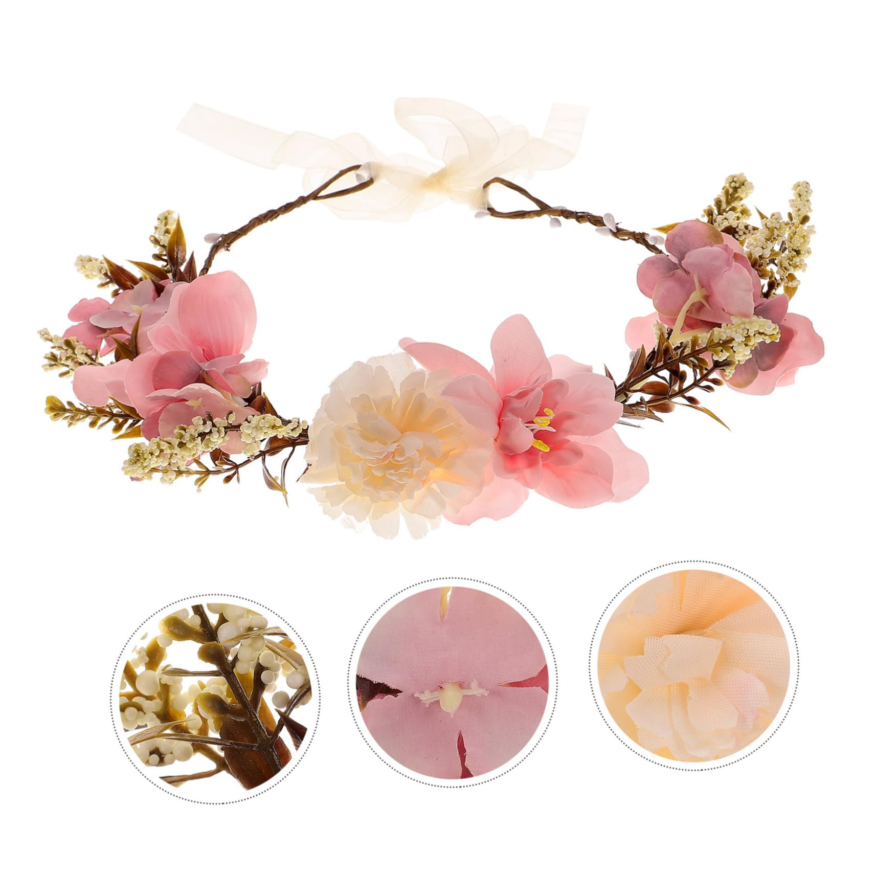 Couronne Fleur Cheveux Mariage Pourpre, Bandeau Femme Tissu