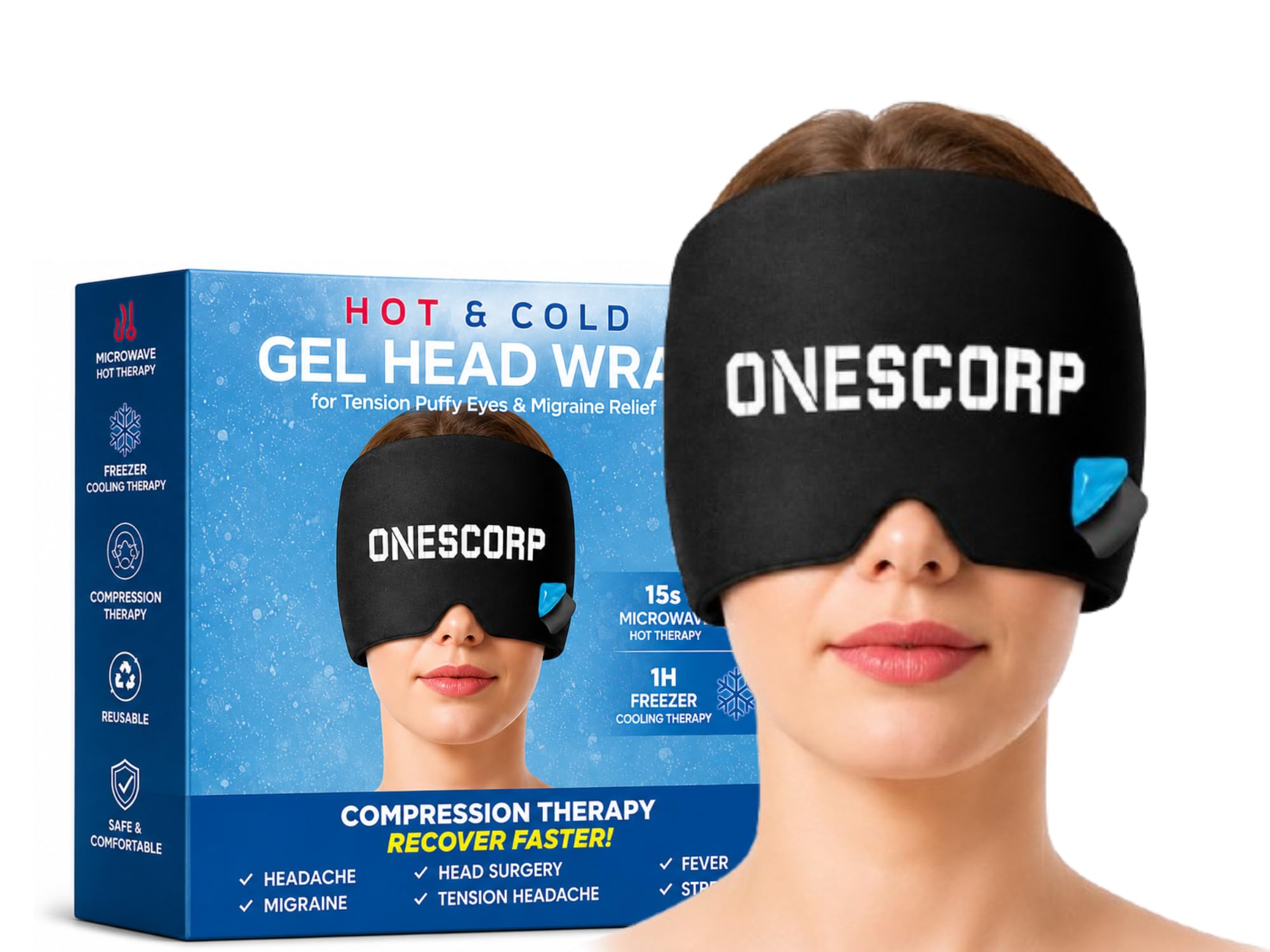 ONE SCORP Migraine Relief Cap – Headache Ice Pack Cap for Cold & Hot Therapy – Soothing Gel Cap for Migraines, Sinus, Tension, Stress – Head Wrap for Men & Women – Reusable Cooling Compress 2 Sided Gel With 700 Grams(Pack of 1).-image-40