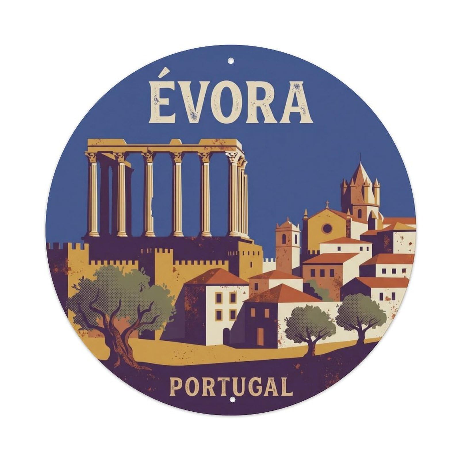 Portugal Landmark Travel Evora Temple Heritage Metal Tin Sign