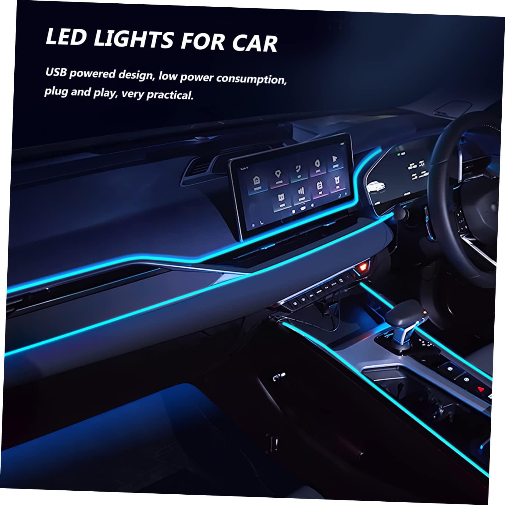 GLEAVI 3pezzi Led Ambientali Per Interni Auto Striscia Luminoso Ghiaccio Facile Installazione Senza Danni Accessorio Decorativo Auto Illuminazione Atmosferica Per Guida Notturna