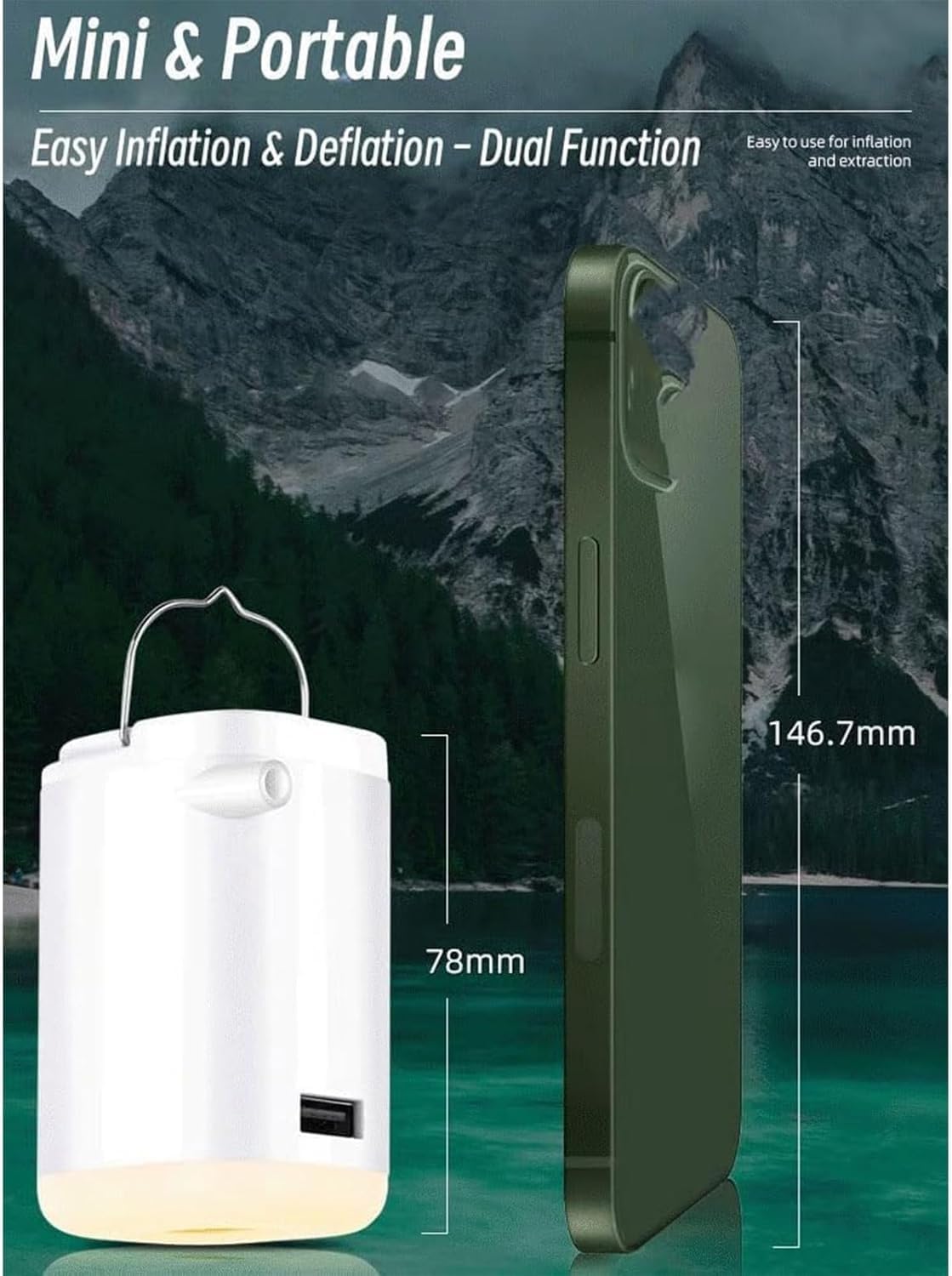 Slowowing ミニエアポンプ スローウイングミニポータブルエアポンプ ライト付きポータブルエアポンプ エアマットレス アウトド