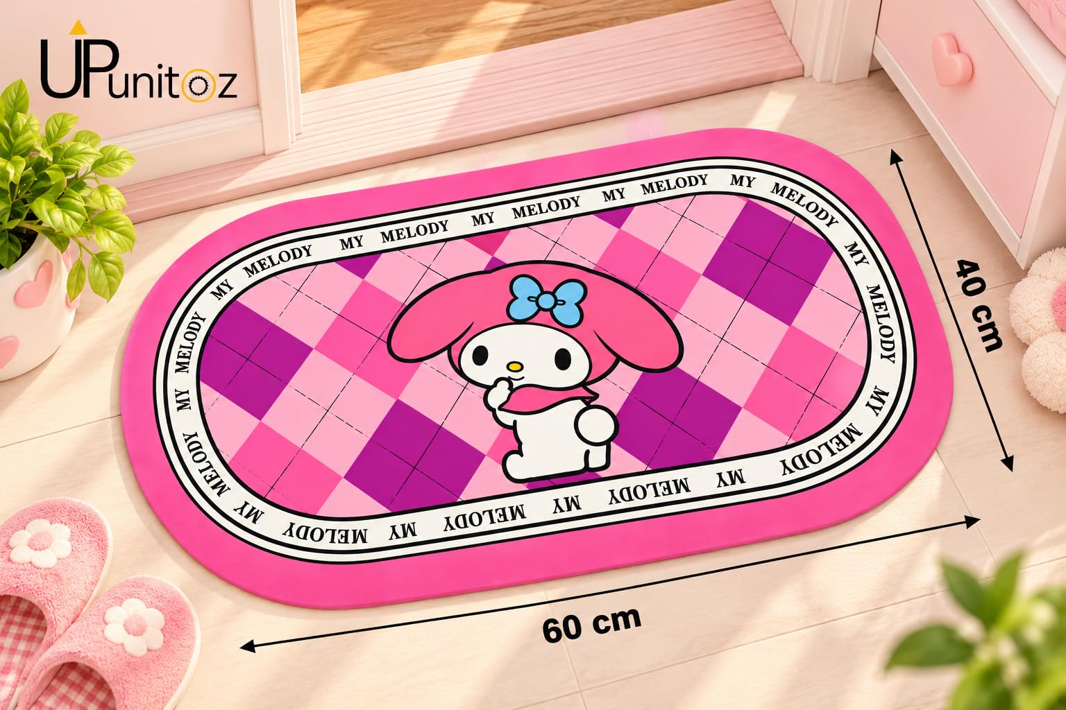 Cute Doraemon Doormat - Pink Kids Room Rug -2