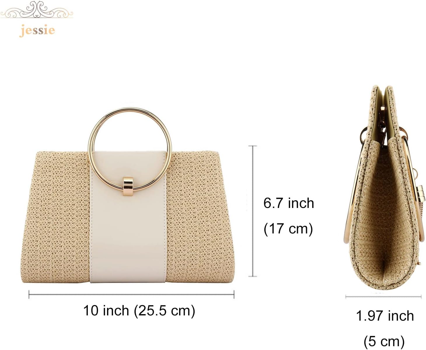 Straw Handbag Evening Bag Clutch Purses for Women, Fashion Summer Beach Tote Tassels Straw Clutch - Image 3