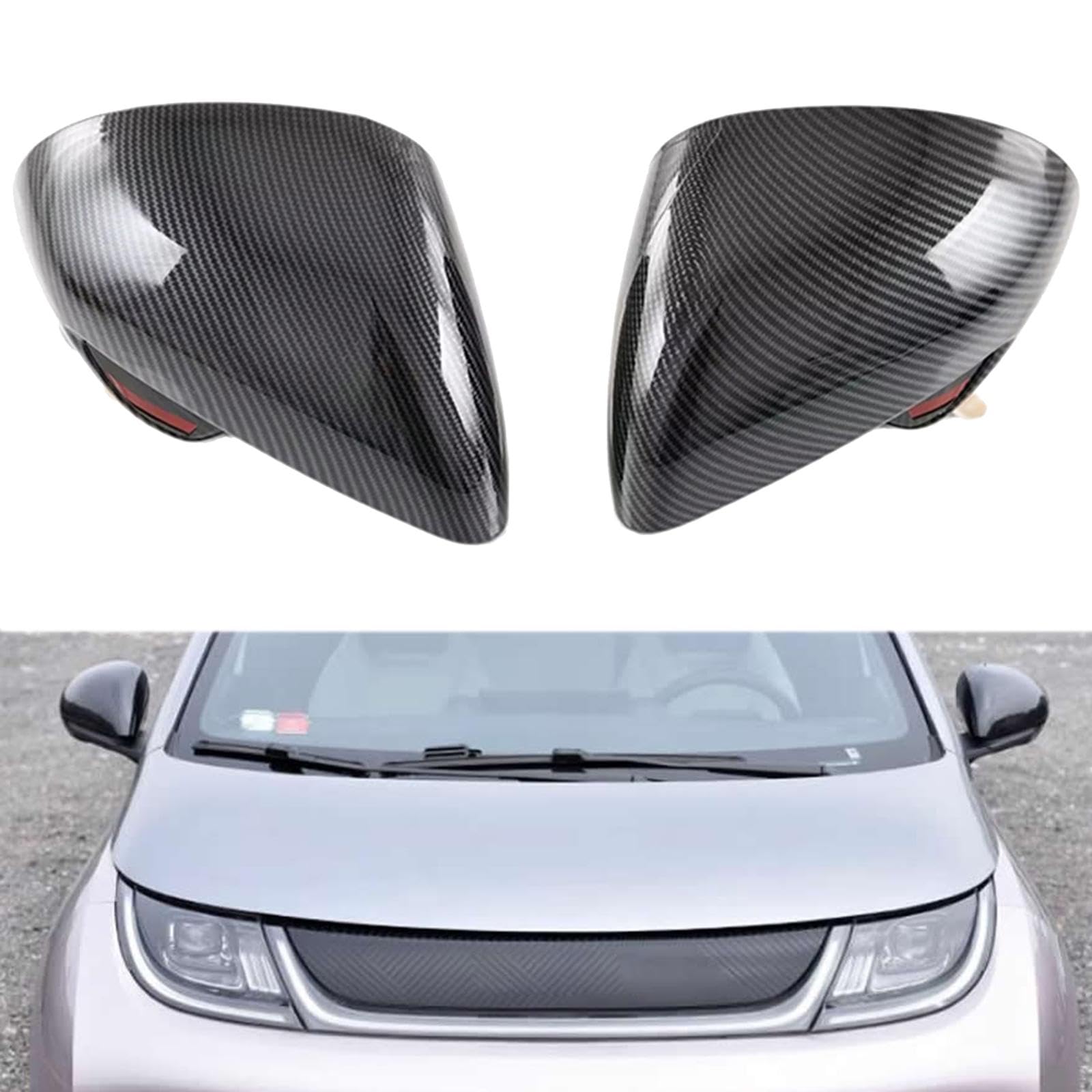 2 Stück Seitenspiegelabdeckung Rückspiegelblende Schutzkappe Auto Zubehör Robustes Material für Fahrzeugaufwertung Innenraumgestaltung Autofahrer, Kohlefasermuster