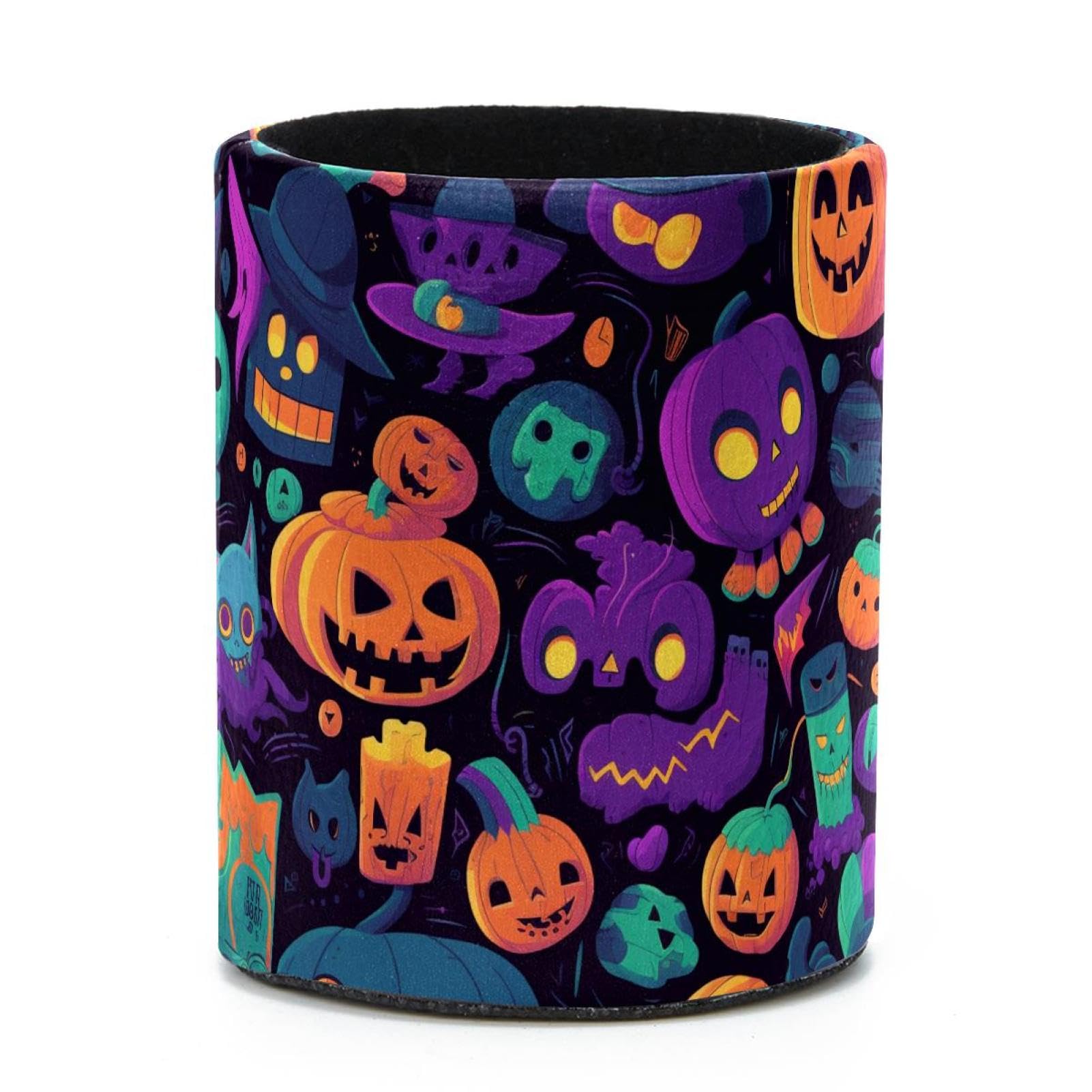VAPOKF Round Pencil Holders for Desk, Halloween Pumpkin Pen Holders Pen Pot Makeup Brushes Storage Desktop Stationery Supplies Organiser for Home Office