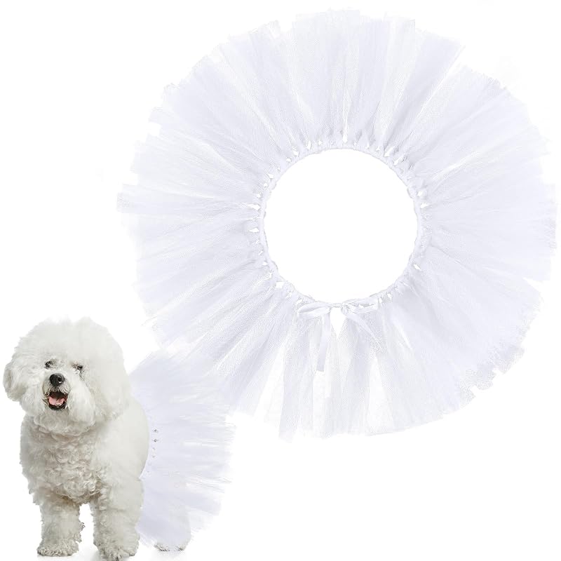 Saia Tutu para Cães em Tule com Alça Ajustável Branca Locmeo