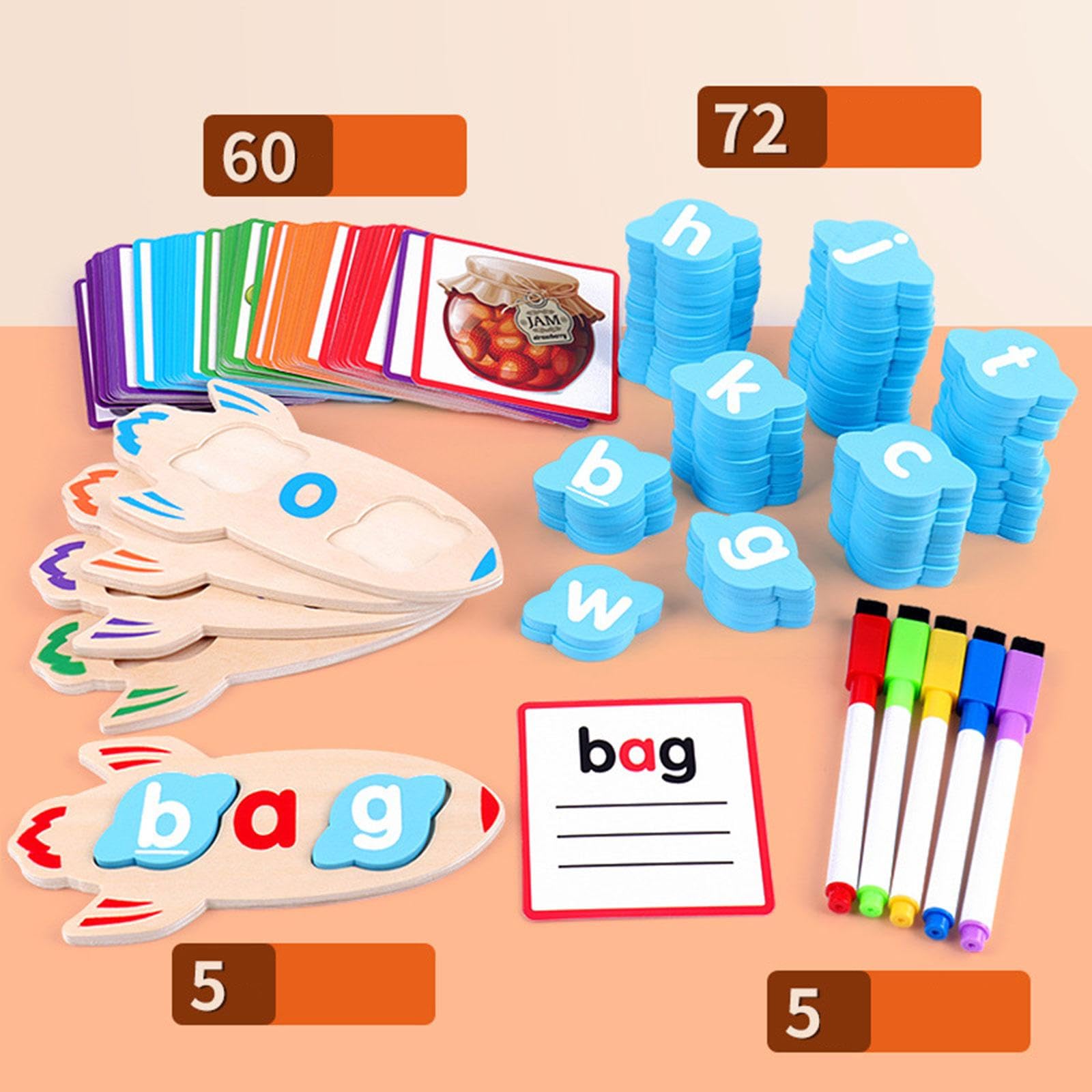Schede Didattiche con L'alfabeto in Legno, Giochi Educativi Multigiocatore, Lettura delle Vocali, Ordinamento delle Lettere, Giochi di Ortografia