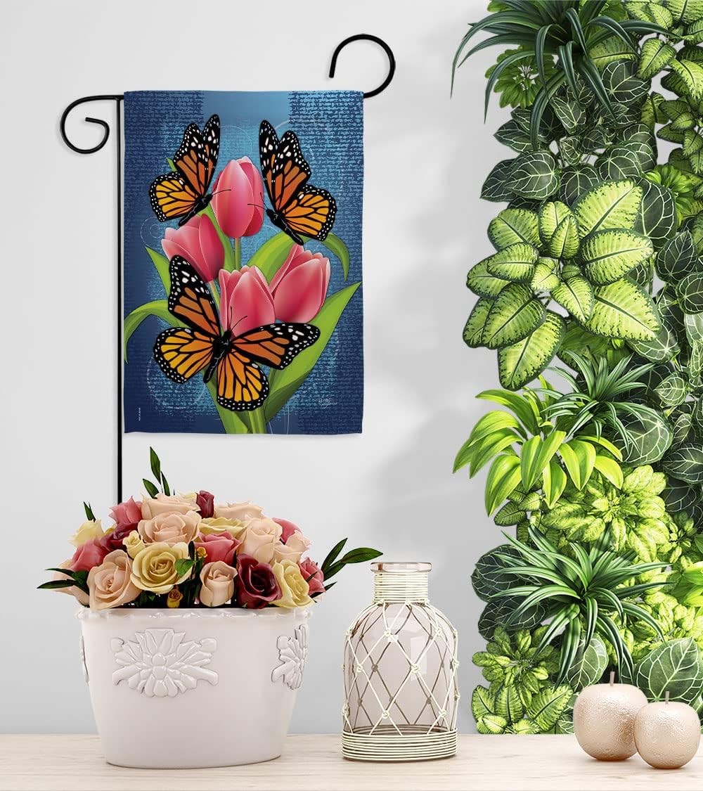 Breeze Decor BG-G-104078-IP Monarch Butterflies Decorative Vertical House Flag, 13"x 18.5", Multicolor