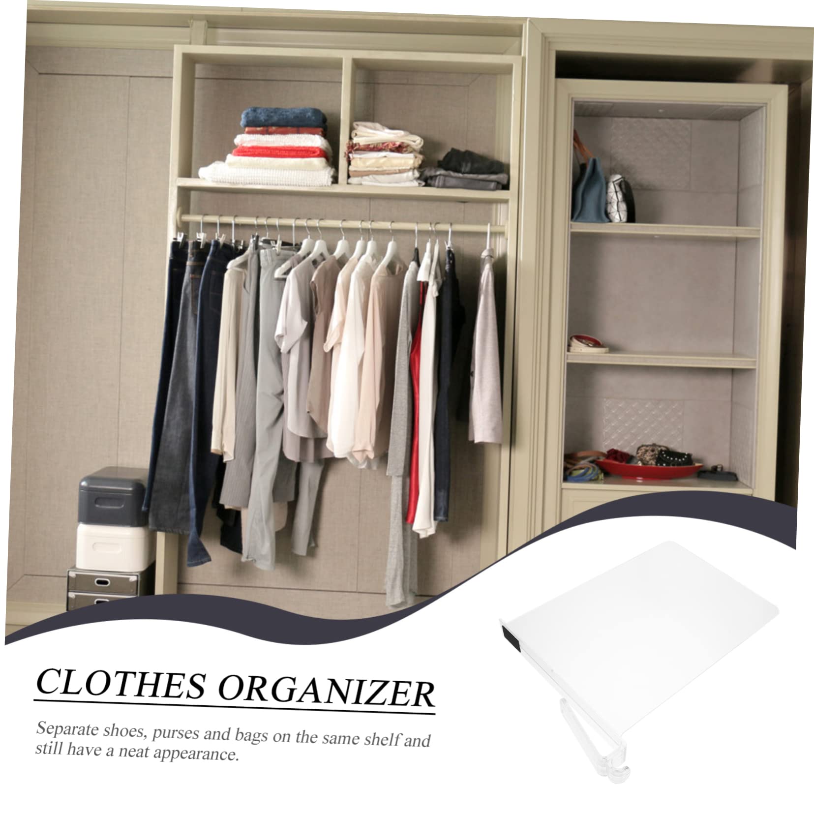 Mipcase 2 Separadores Transparentes para Armario y Estantes, ABS, sin Clavos, para Ordenar Ropa y Maximizar Espacio en Casa U Oficina