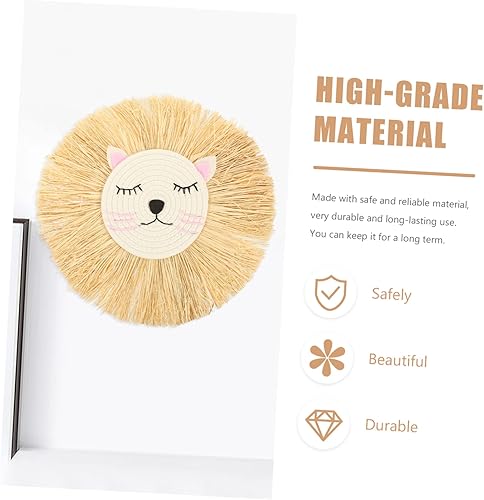 Miniatura 4 de ibasenice Colgante de león tejido, accesorios para el hogar, colgante de macramé de león, habitación de niños, colgante de pared de león, adorno de