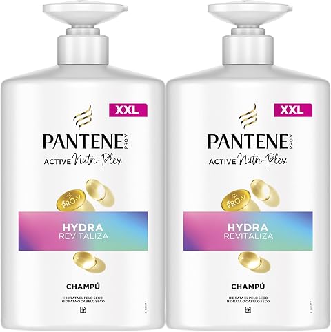 Pantene Hydra Revitaliza Champú Hidratante para Pelo Normal y Seco, 2x1L | Nutre y Protege los Enlaces Capilares, Aporta Suavidad y Brillo, Sin Aceites Minerales, Tecnología Active Nutri-Plex