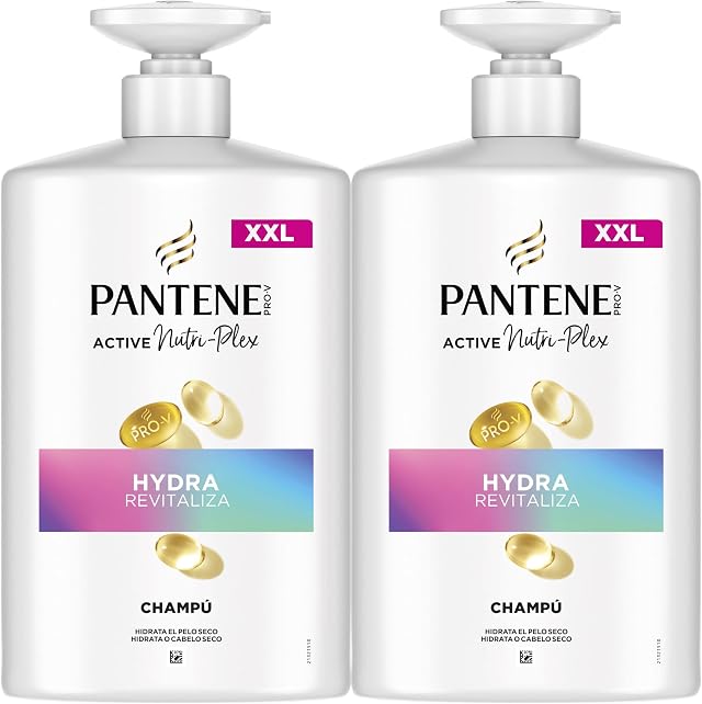 Pantene Hydra Revitaliza Champú Hidratante para Pelo Normal y Seco, 2x1L | Nutre y Protege los Enlaces Capilares, Aporta Suavidad y Brillo, Sin Aceites Minerales, Tecnología Active Nutri-Plex
