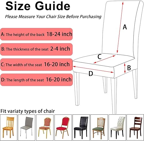 Miniatura 2 de Timberer Juego de 4 fundas para sillas de Navidad, fundas elásticas para sillas de cocina, fundas lavables para comedor, fiestas de vacaciones,