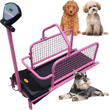 Dog Treadmill, Upgraded PE Slatmill for Small Dogs, Multi-Function Home Pet Treadmill, Speed 0.8-6km/H Adjustable, Easy to Move Pet Running Machine for Indoor & Outdoor, Up to 176 lbs,Pink
