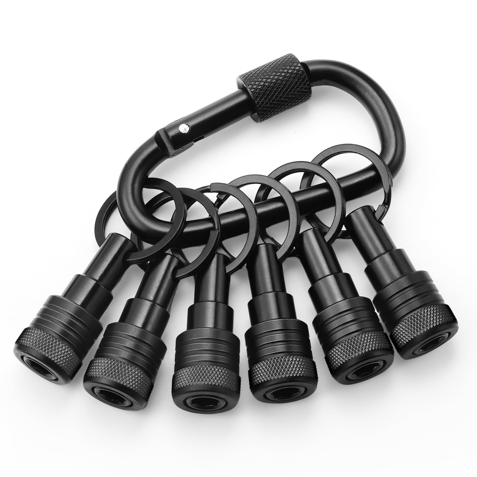 Enhanced Non-Slip Bit Holder Key Chain 6pc, Drill Bit Holder for 1/4 Inch Hex Shank Bits