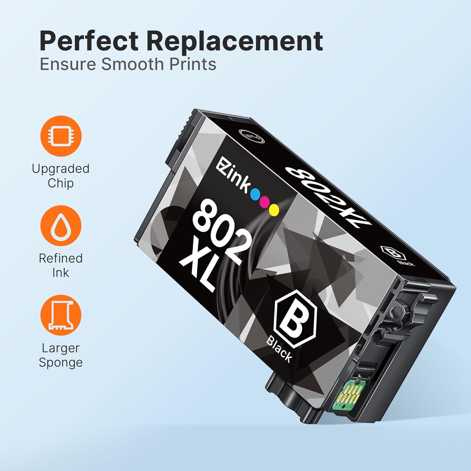 E-Z Ink Remanufactured Epson 802 Ink Cartridges Replacement for Epson 802XL 802 XL T802XL T802 XL Ink Cartridges to use with Workforce Pro WF-4740 WF-4730 WF-4720 WF-4734 EC-4020 EC-4030 (2 Black)