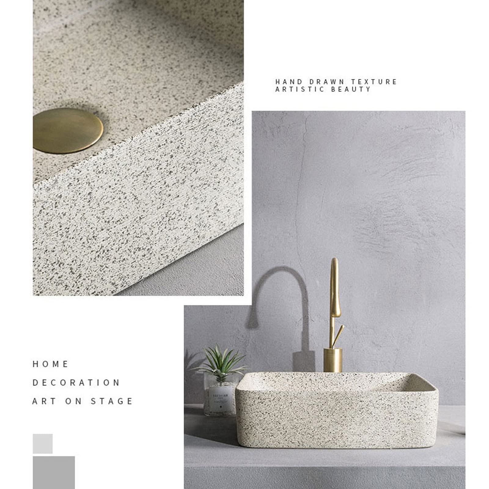 Umywalka Łazienkowa Porcelanowa Ceramiczna Umywalka Nablatowa, Umywalka Nablatowa, Prostokątna, Nablatowa, Porcelanowa, Ceramiczna Umywalka Nablatowa, Umywalka Łazie(Szary)