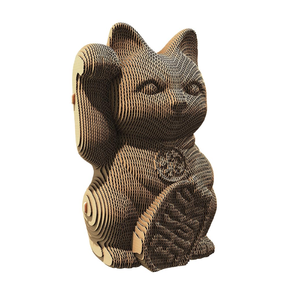 Gato de la Suerte Puzzle 3D de Cartón – Maqueta para Montar